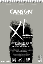 Canson XL Sand Grain Mix-Media Skicák A3,160 g/m², 40 listov - šedý