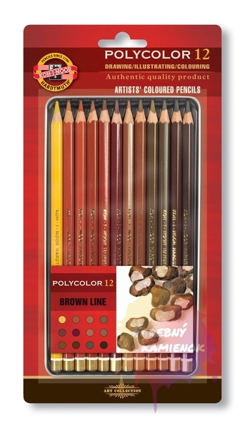 Koh-i-noor Polycolor Art Collection umelecké pastelky, sada 12 ks - hnedé odtiene