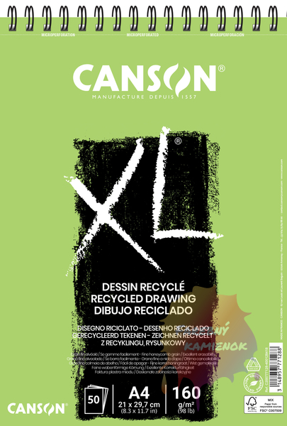 Canson XL Recycled Skicák A4, 160 g/m², 50 listov