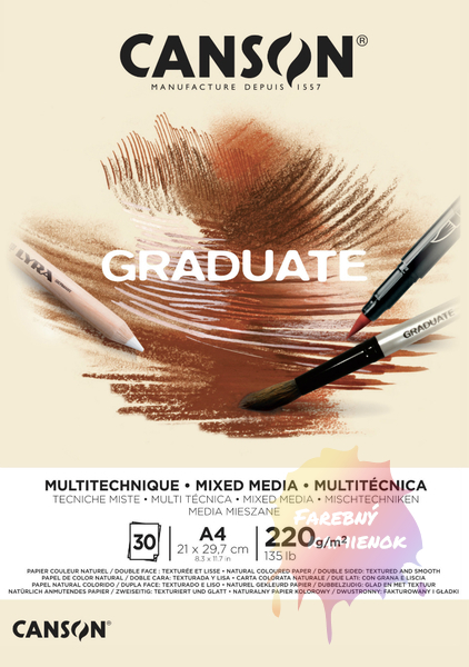 Canson Graduate Mixed Media Skicár 220 g/m², 20 listov - natural