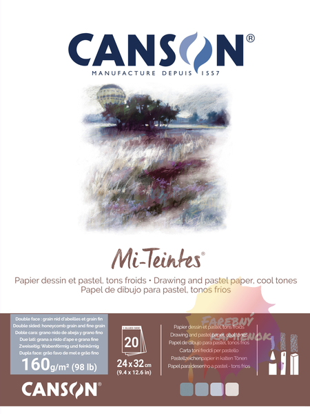 Canson Mi-Teintes Skicár 160 g/m², 20 listov, modrošedé odtiene