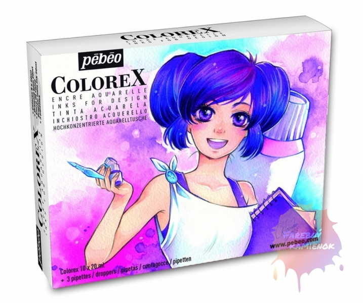 Pébéo Colorex Brilliant Watercolour - atrament, štartovacia sada Manga 10 x 20 ml