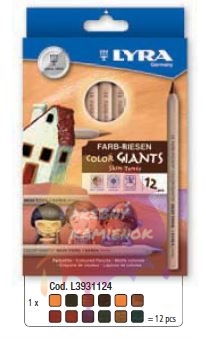 Lyra Farb-Riesen Color Giant -Skin tones pastelky, sada 12 ks