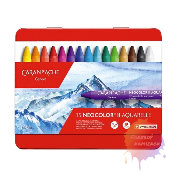 Caran d´Ache Neocolor II - akvarelové voskové pastely, sada 15 ks