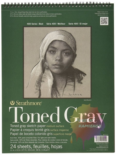 Strathmore - Toned Gray skicár 24 listov, 118 g/m2 - krúžková väzba 