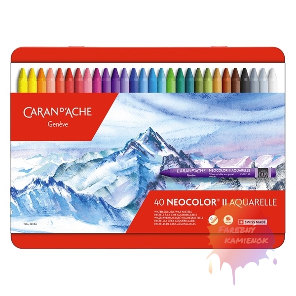 Caran d´Ache Neocolor II - akvarelové voskové pastely, sada 40 ks 
