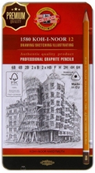 Koh-i-noor Grafitové ceruzky trojhranné 1582 - ART, sada 12 ks