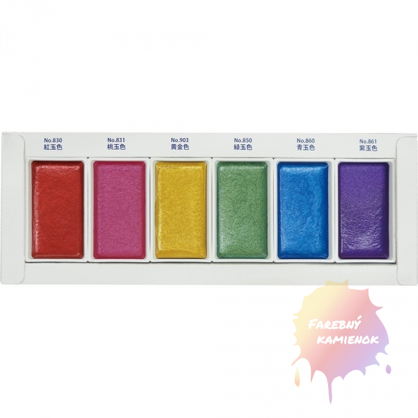 Gansai Tambi Gem Colors akvarelové farby - sada 6 ks